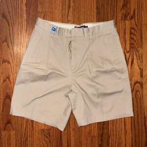 CHAPS MEN’s Casual Flat Front Chino Shorts Pants Size 32 Solid Beige